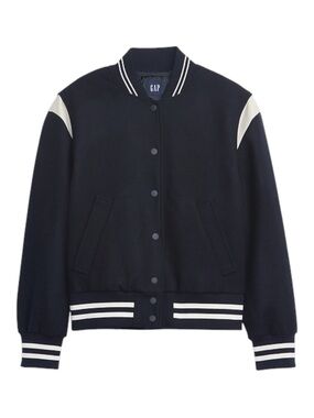 GAP Wool-Blend Varsity Jacket Navy Blue Large NWT
